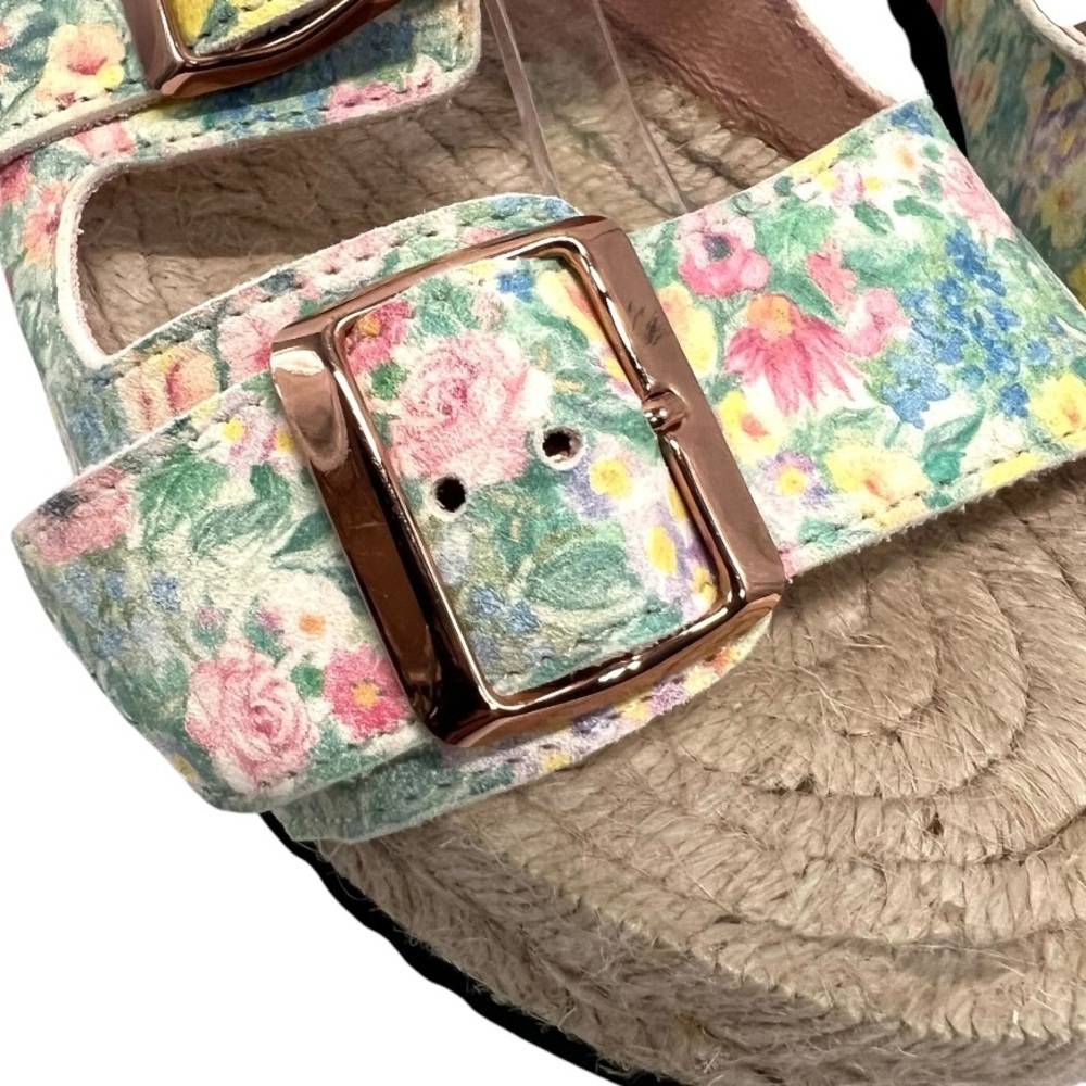 LoveShackFancy x Manebi Nordic Floral Leather Espadrille Slide Sandals Womens 39 - Picture 6 of 15